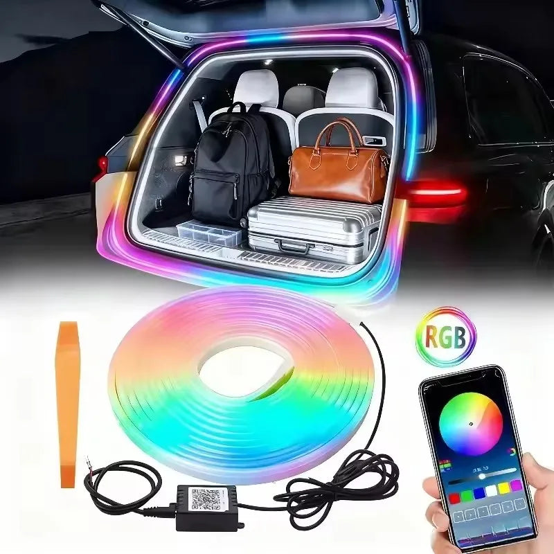 إضاءة LED محيطية لصندوق السيارة بتقنية RGB والتحكم عبر التطبيق