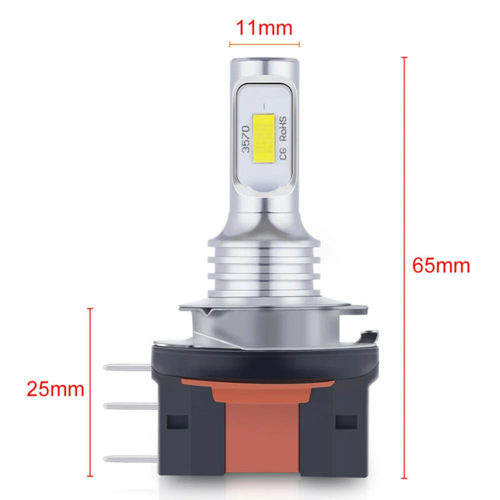 H15/H11B مصباح أمامي LED 30000 لومن (قطعتان)