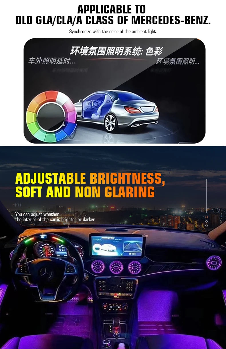 Mercedes Ambient Air Vent LED 64 Colors