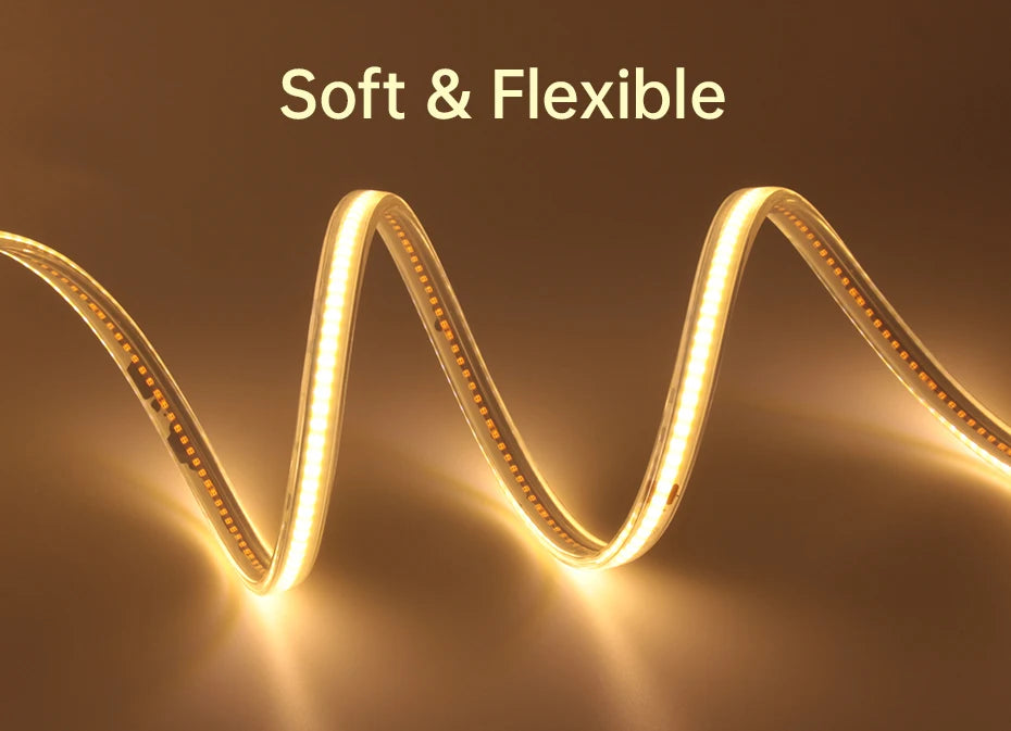 شريط إضاءة LED من نوع COB بجهد 220 فولت ومقاومة للماء IP65