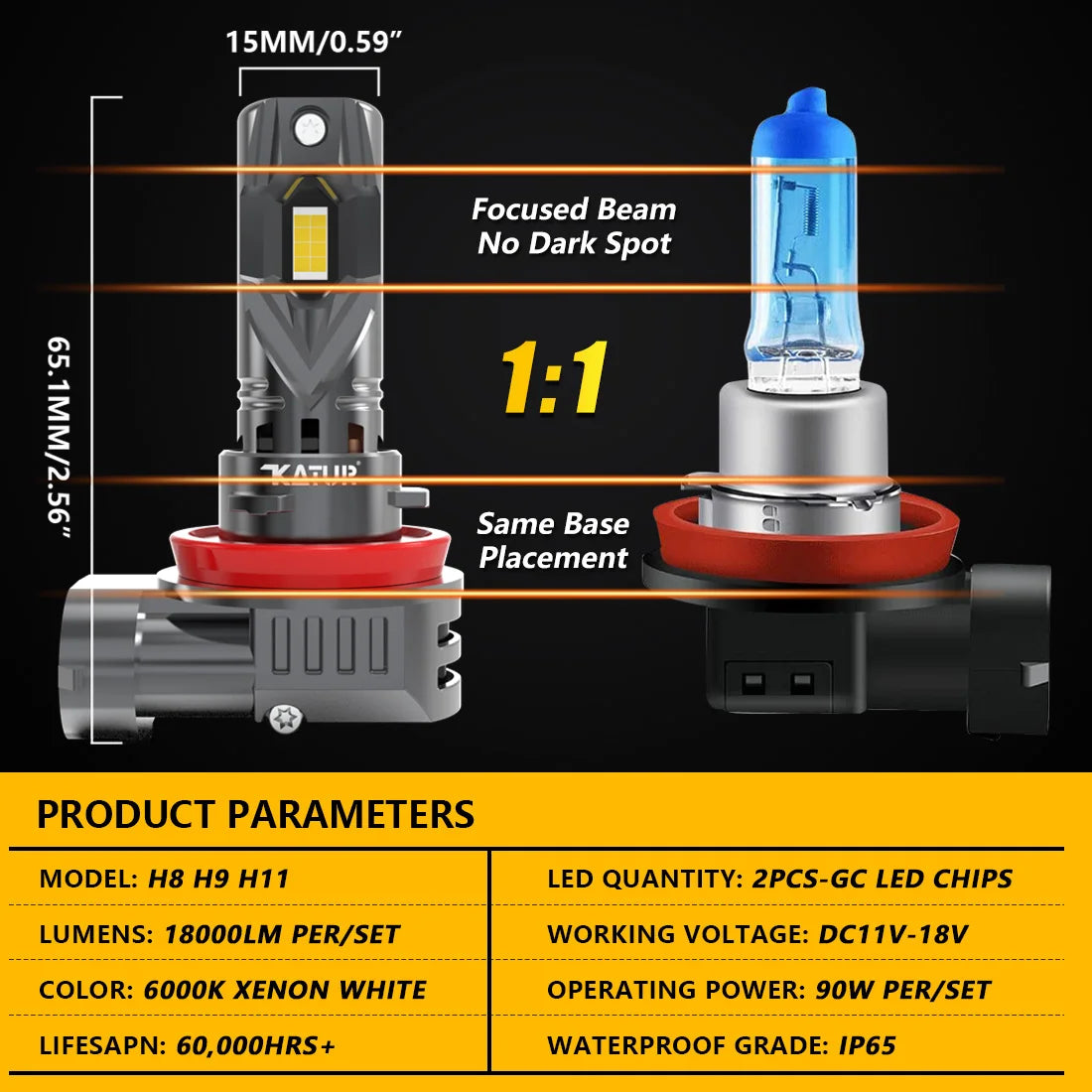 H8/H11 LED Headlight 100W 20000LM Canbus