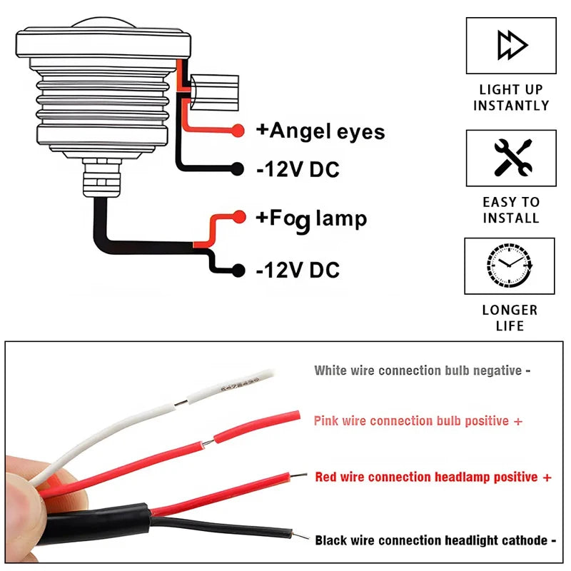 30W LED DRL Fog Light Angel Eye 12V