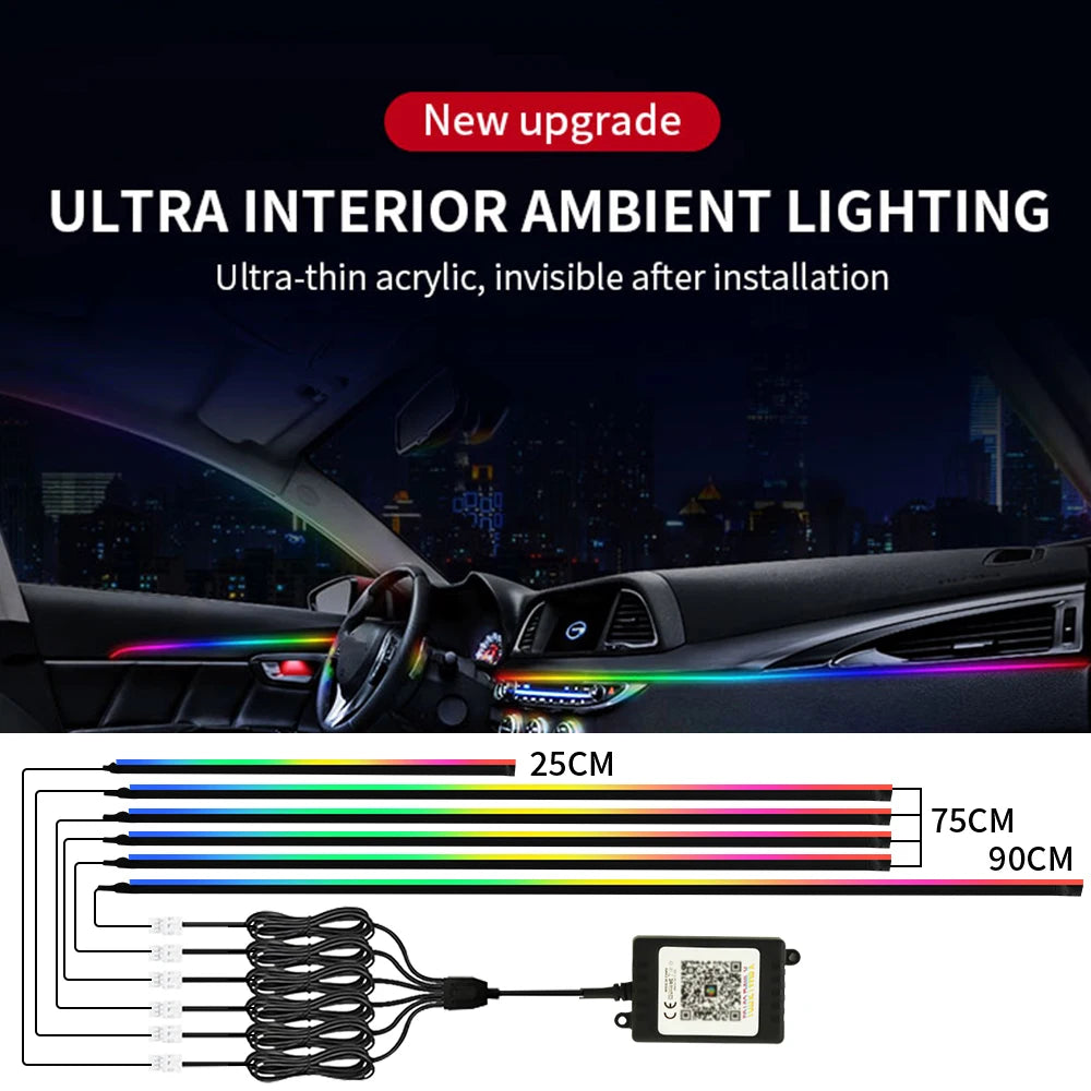 إضاءة داخلية للسيارة 18 في 1 بخاصية التحكم عبر التطبيق RGB