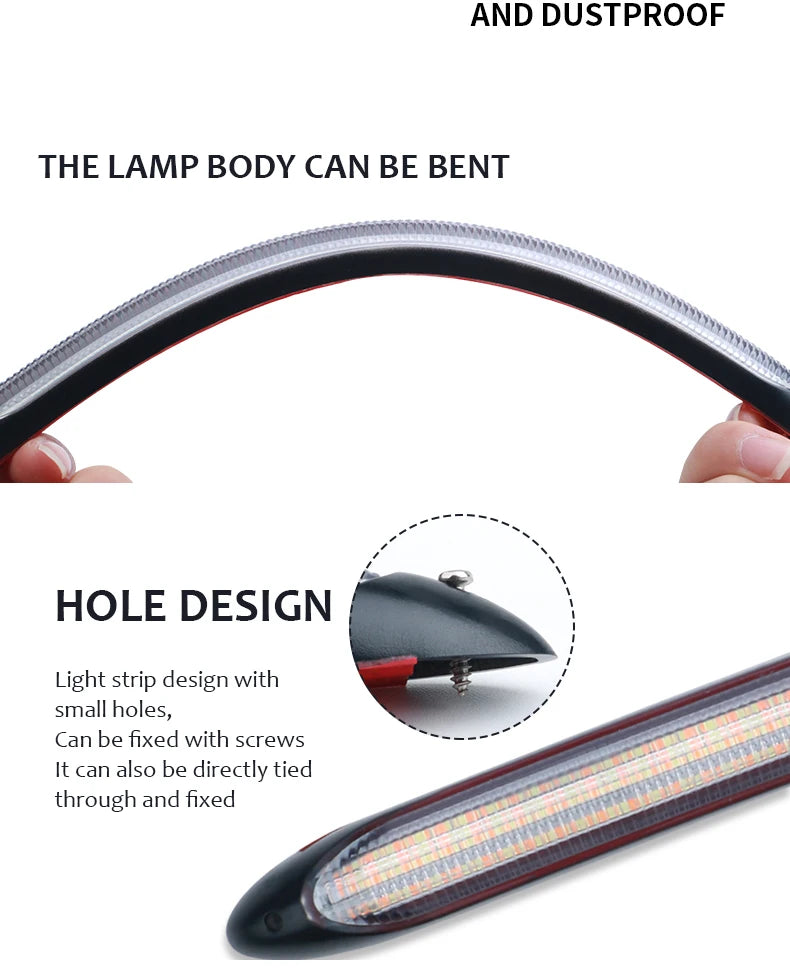 شريط LED DRL بجهد 12 فولت بإشارة انعطاف متدفقة (قطعتان)