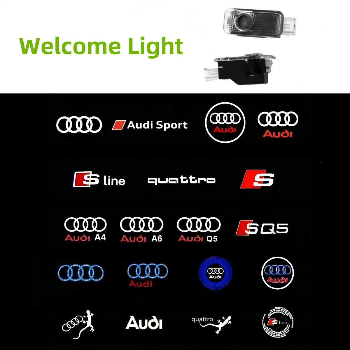 مصابيح أودي LED ضوئية للترحيب على الأبواب