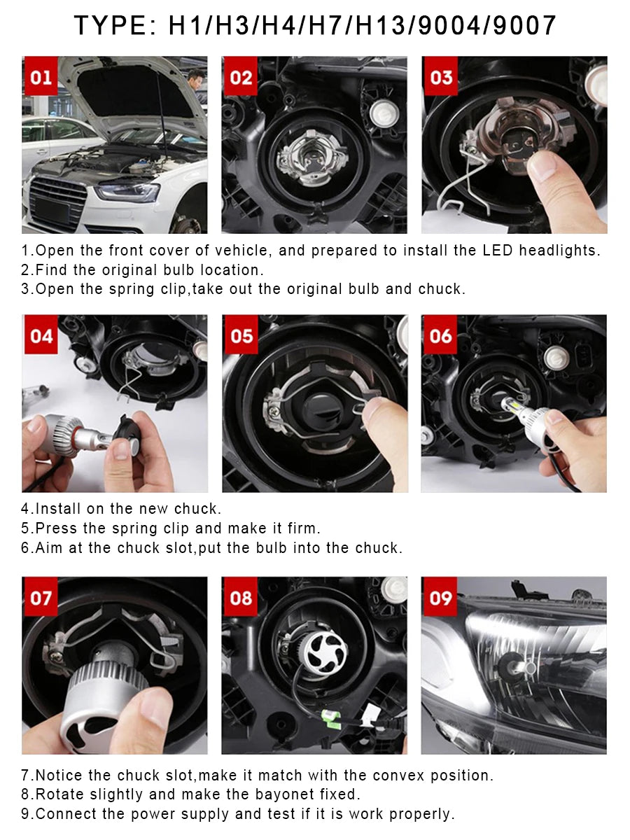 Infitary LED Headlight 30000LM Canbus