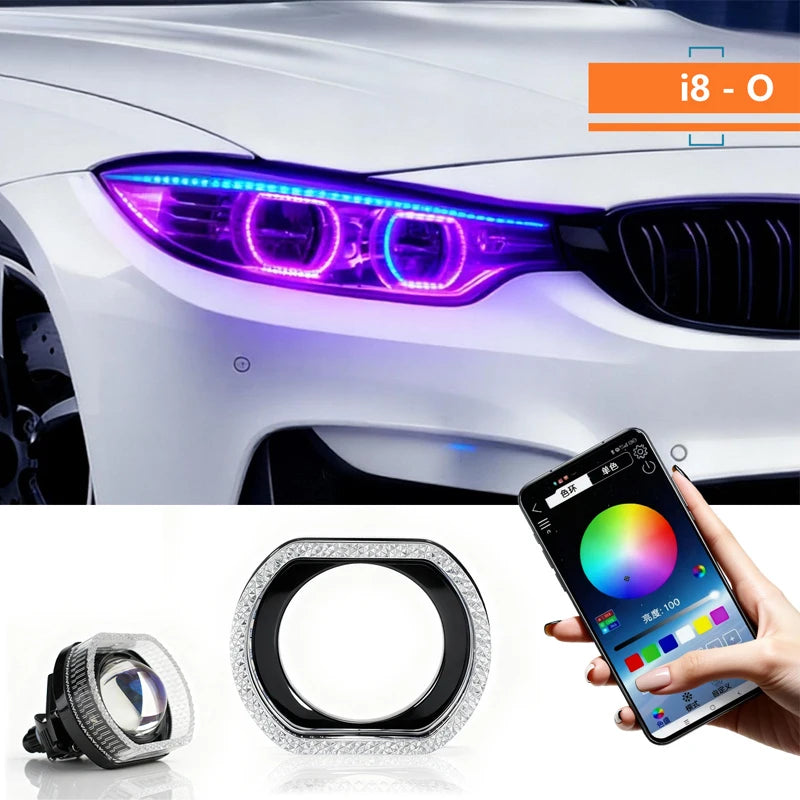 حلقة هالة مصابيح تحديد المواقع الأمامية LED RGB مقاس 3 بوصات