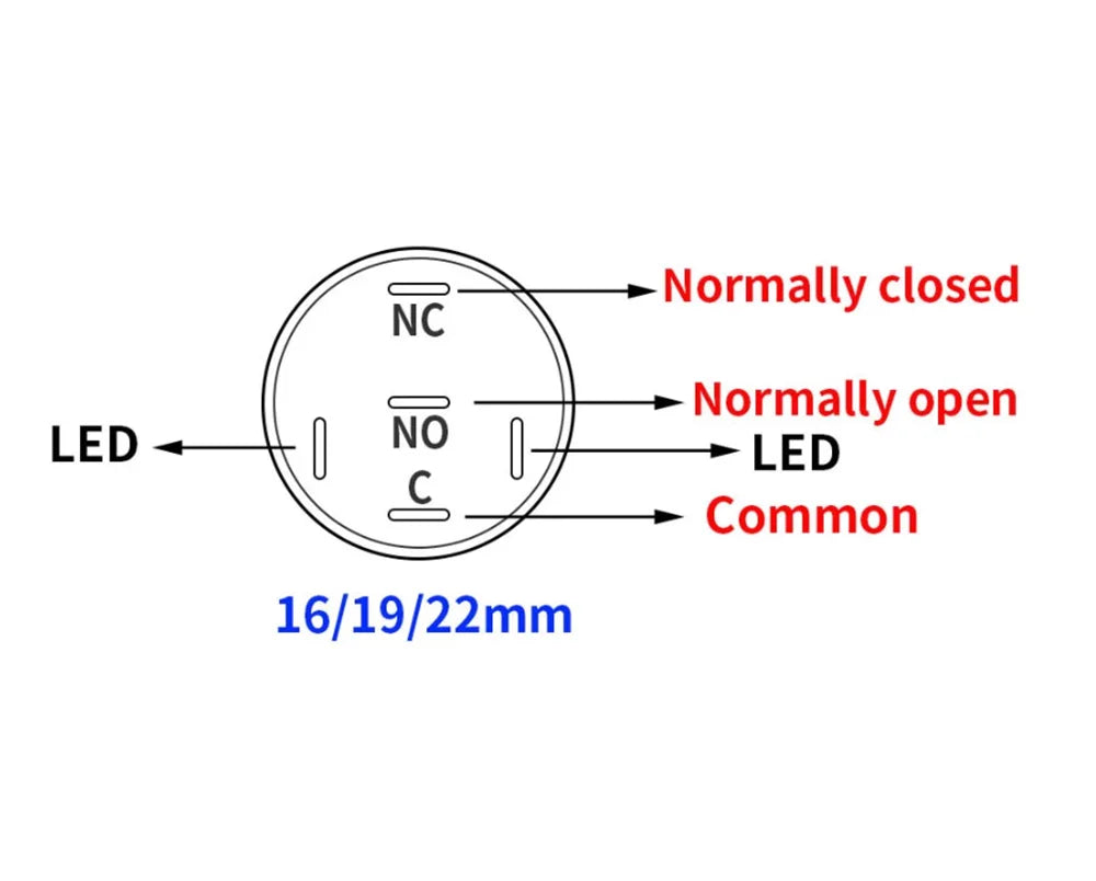 Metal Push Button Switch 12V (5PCS)