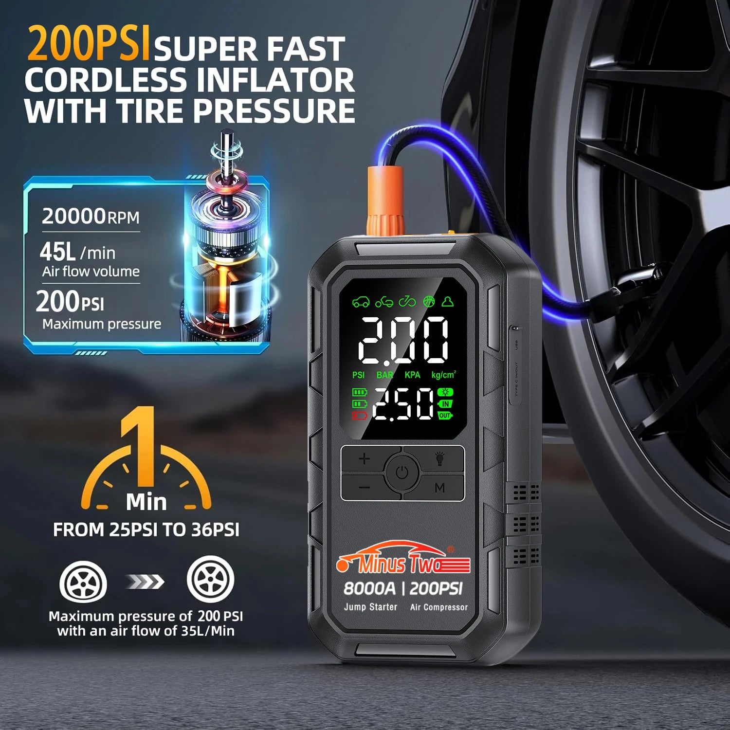 4-in-1 Car Jump Starter & Air Compressor