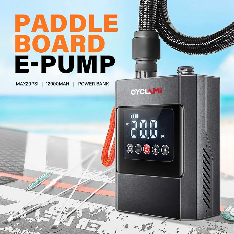 مضخة هواء كهربائية للوح التجديف (SUP) بقوة 20 رطل لكل بوصة مربعة