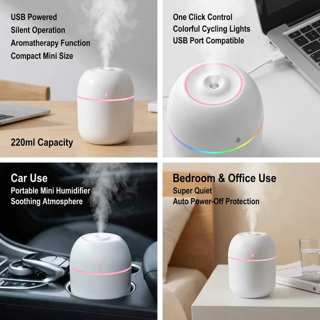 مرطب هواء بضباب USB سعة 220 مل