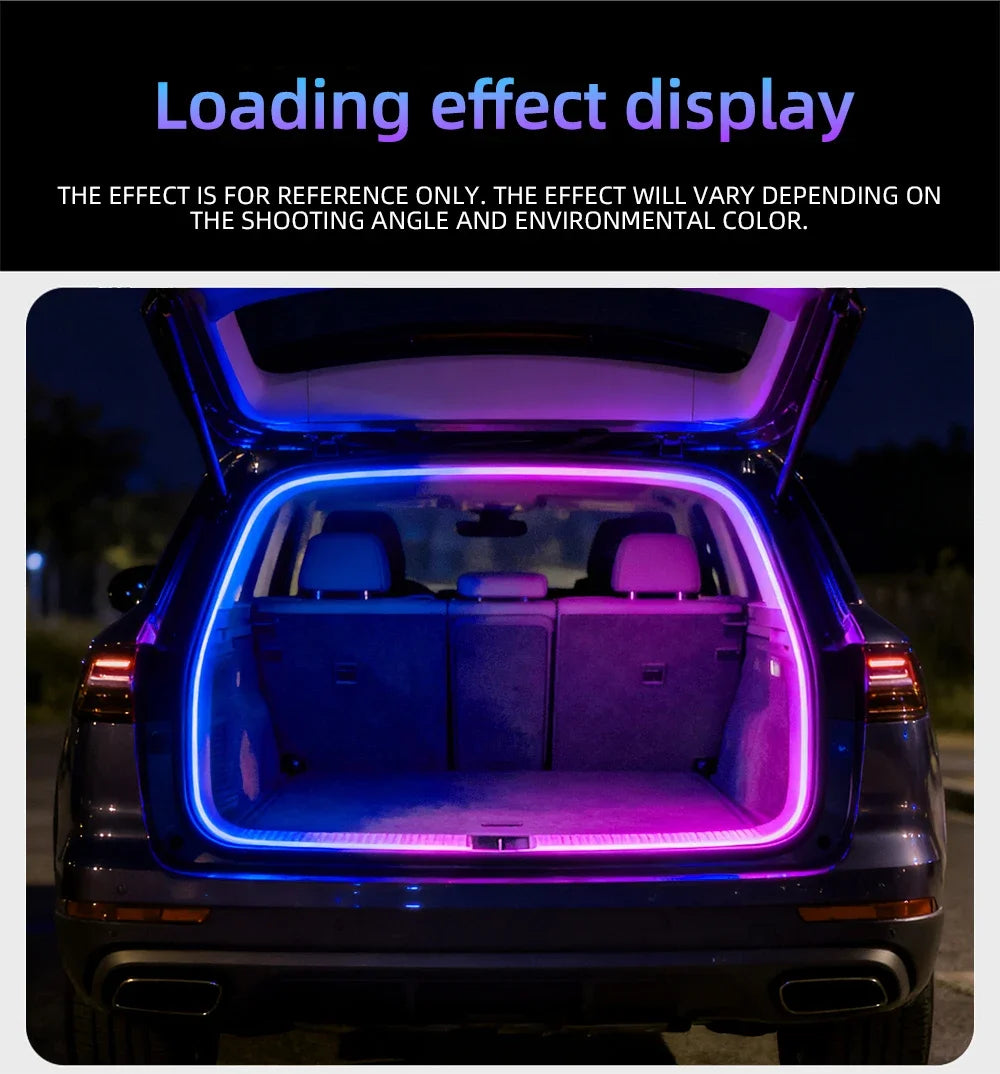 إضاءة LED محيطية لصندوق السيارة بتقنية RGB والتحكم عبر التطبيق