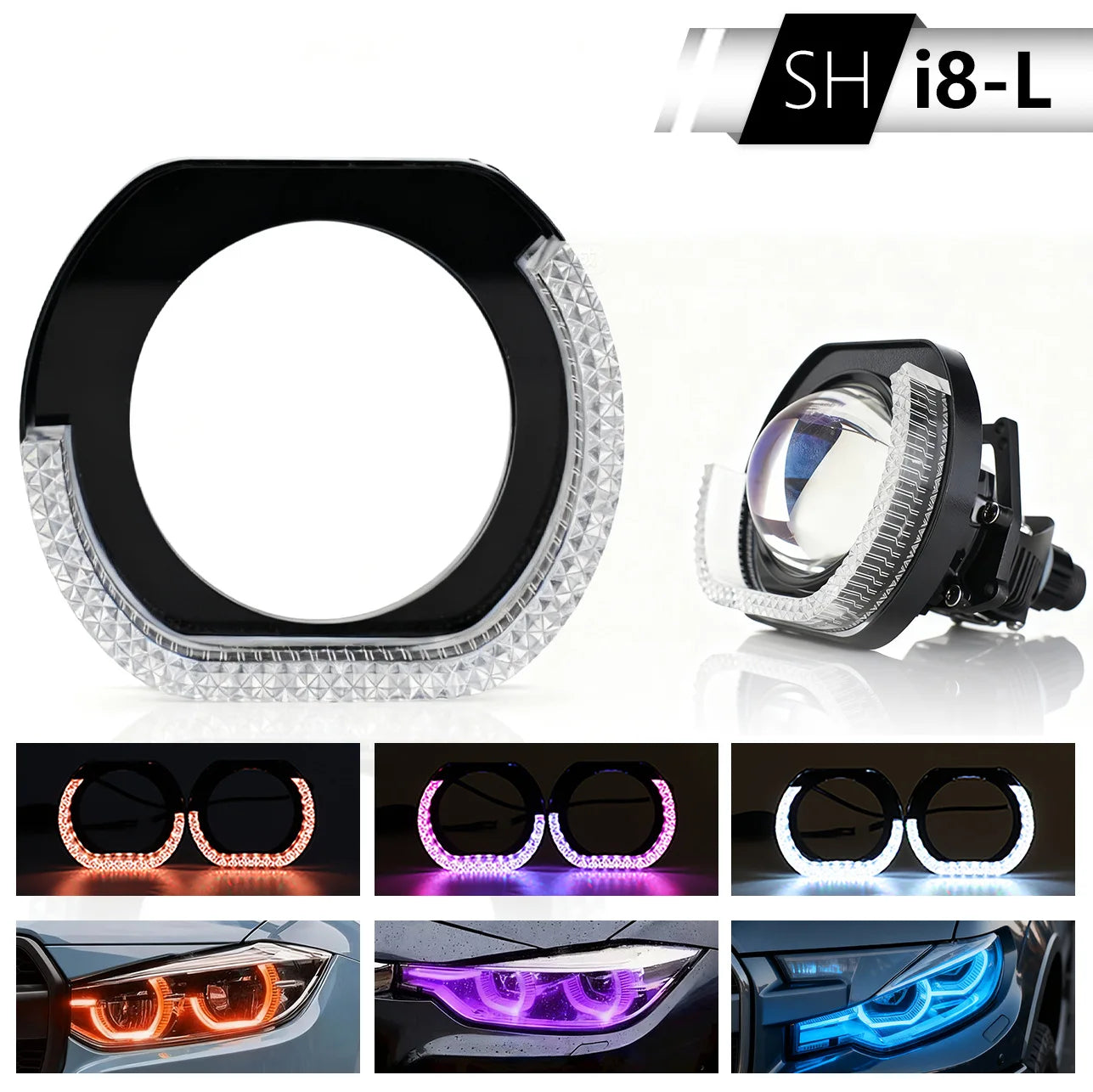 حلقة هالة مصابيح تحديد المواقع الأمامية LED RGB مقاس 3 بوصات