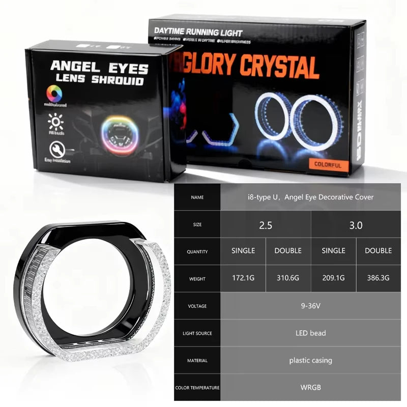 حلقة هالة مصابيح تحديد المواقع الأمامية LED RGB مقاس 3 بوصات