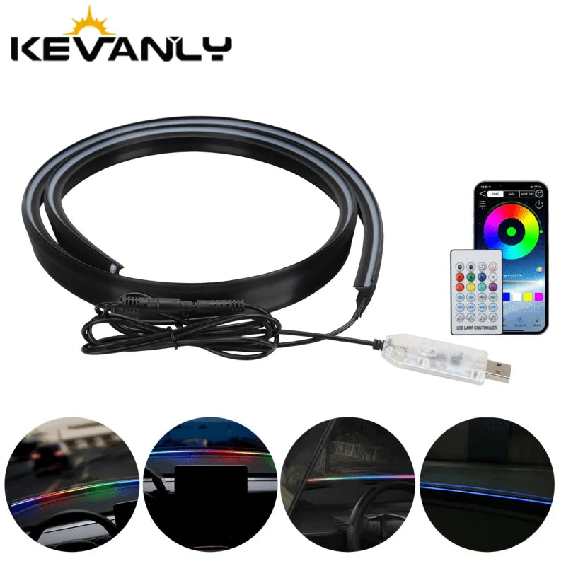إضاءة محيطية USB RGB للزجاج الأمامي 140/150 سم