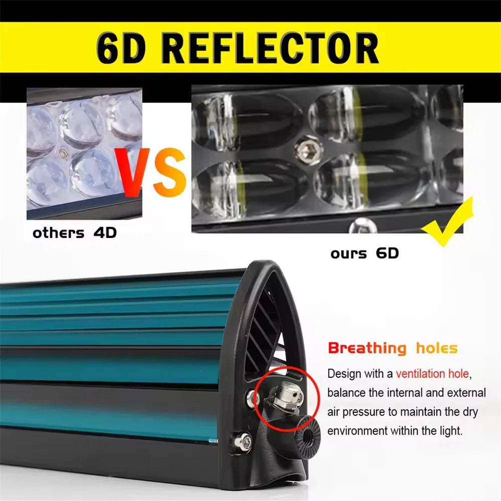 6D LED Light Bar 2-Row 4x4 12V/24V