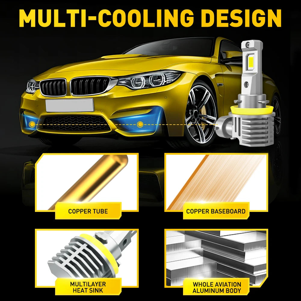 مصباح أمامي LED من AUXITO طراز M6 H11 بتقنية Canbus