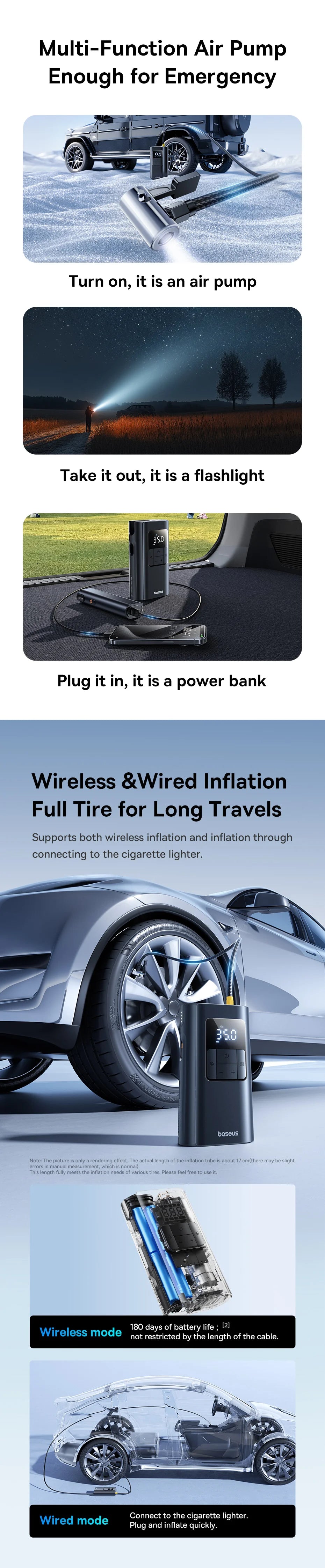 Baseus 2-in-1 Tire Inflator 6000mAh