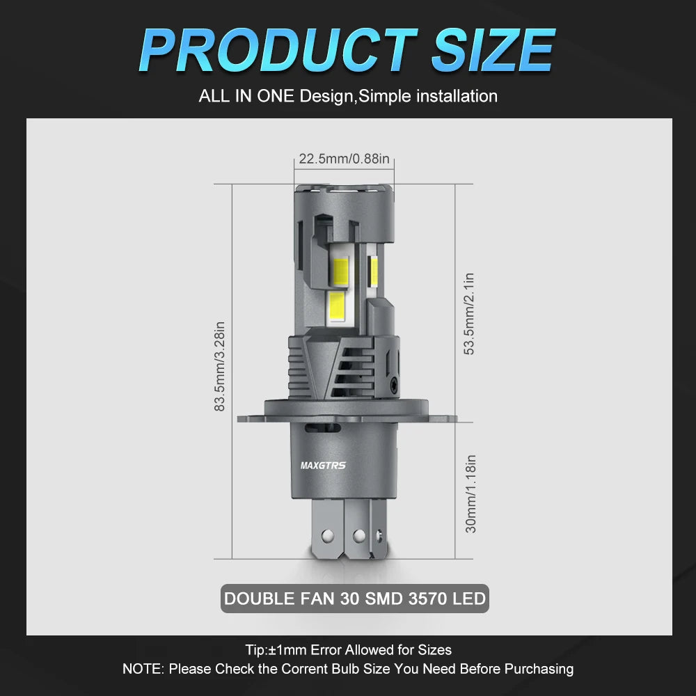 MAXGTRS H4 LED Headlight 30000LM 110W
