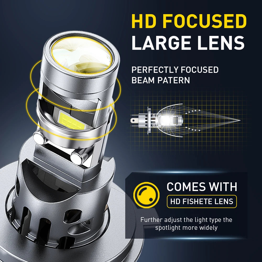 AUXITO H4 Turbo LED Lens Headlight 6500K