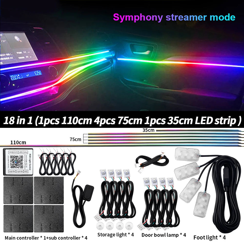 إضاءة محيطية للسيارة 18 في 1 RGB 64 لونًا