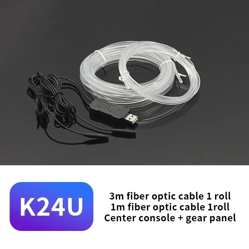 شريط إضاءة نيون LED داخلي للسيارة USB بطول 1 م/3 م/5 م