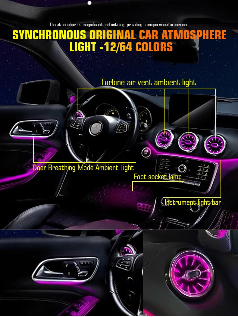 Mercedes Ambient Air Vent LED 64 Colors