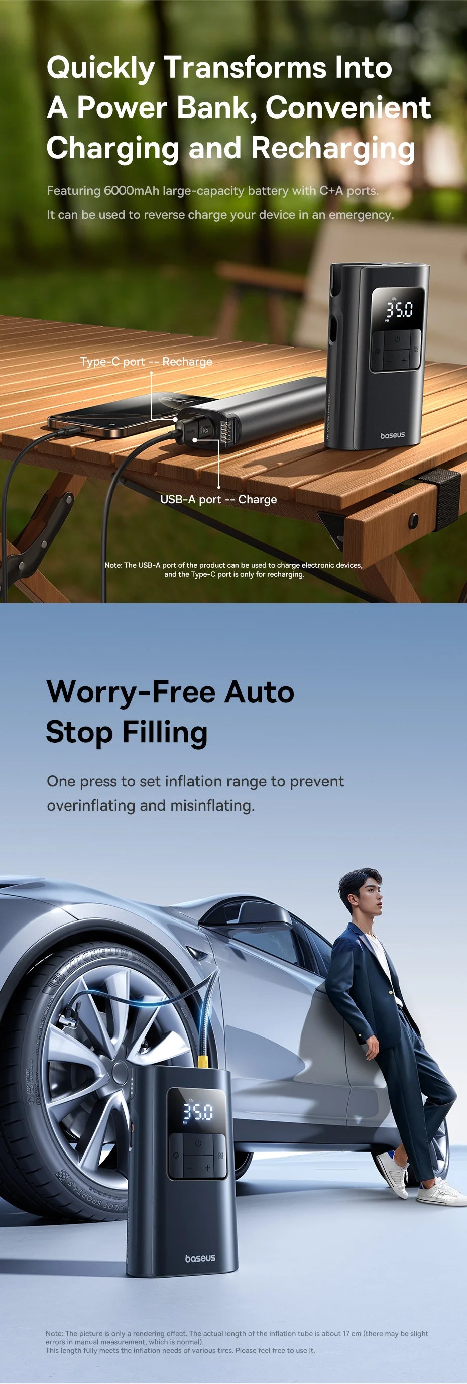 Baseus 2-in-1 Tire Inflator 6000mAh