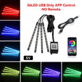 ضوء LED موسيقي RGB للسيارة داخلي بمنفذ USB وجهاز تحكم عن بعد