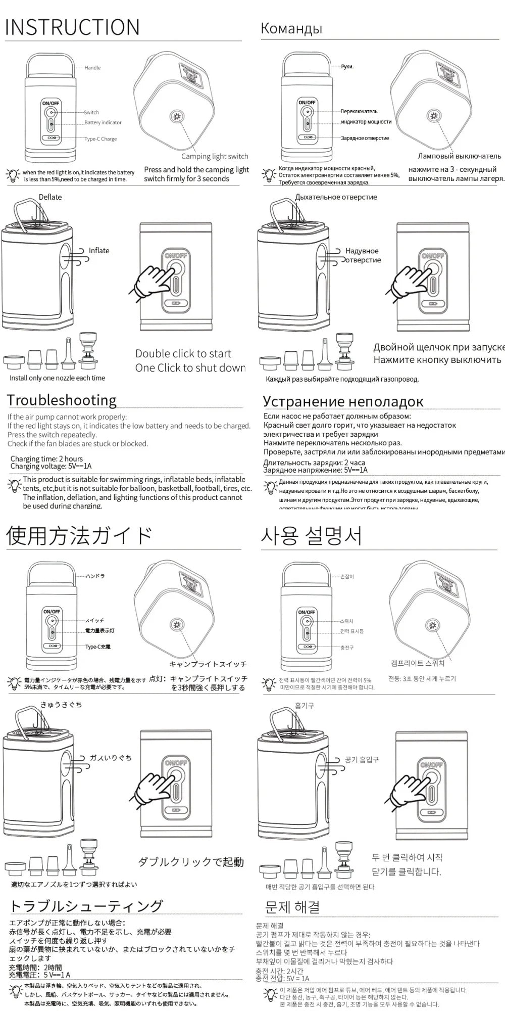 Mini Portable Air Pump 1300mAh