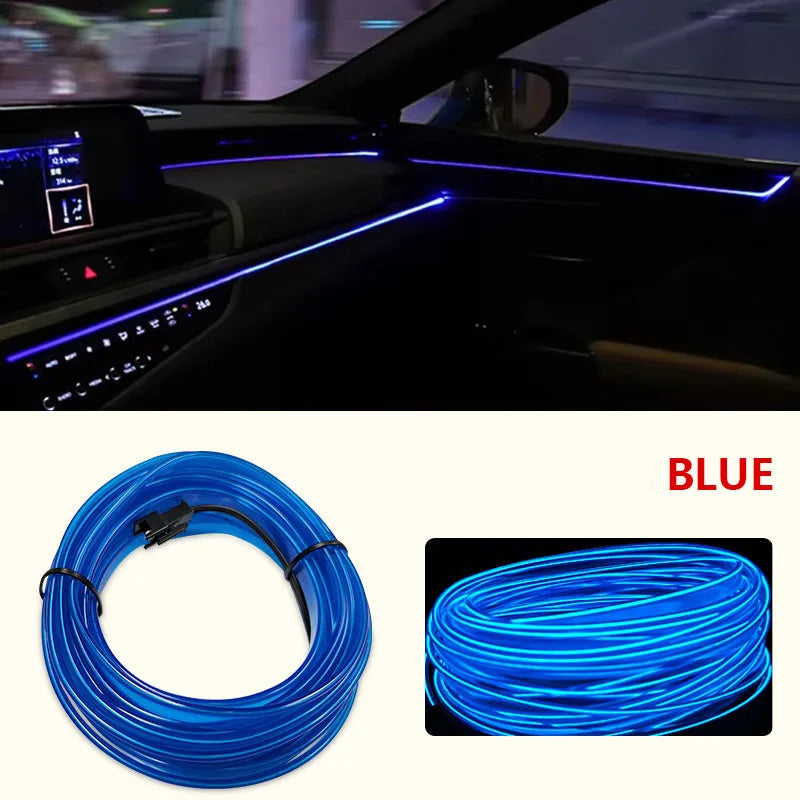 شريط إضاءة LED نيون داخلي للسيارة بطول 1 م/3 م/5 م