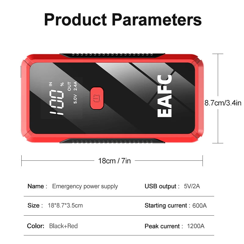 Portable 2000A Jump Starter 12V