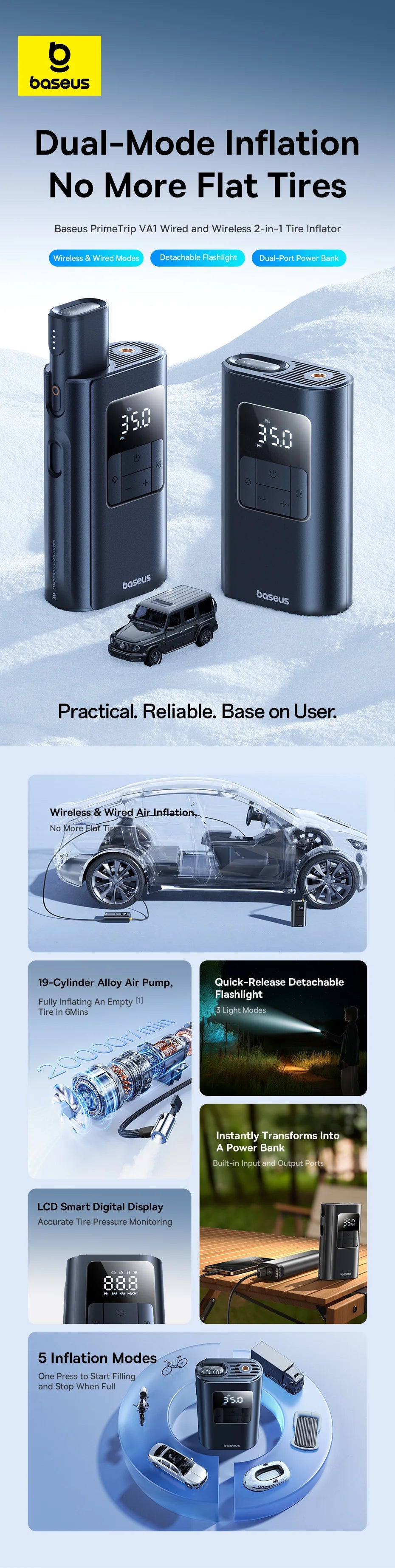 Baseus 2-in-1 Tire Inflator 6000mAh