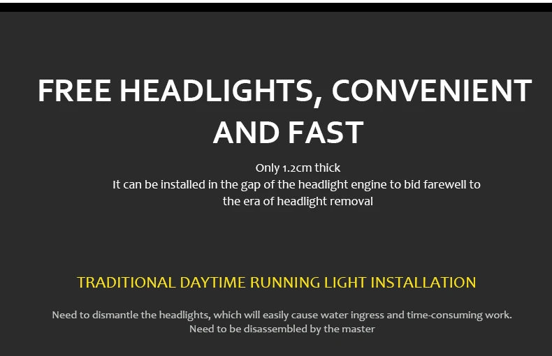 شريط LED DRL بجهد 12 فولت بإشارة انعطاف متدفقة (قطعتان)