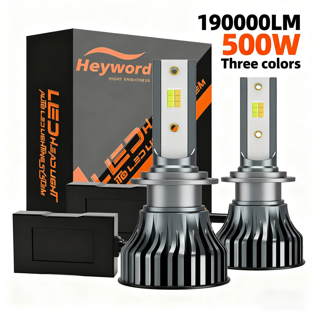 Heyword 3-Color LED Headlight 500W Canbus