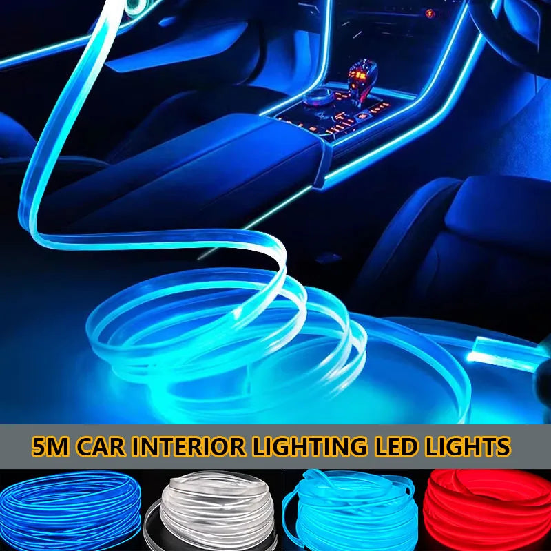 شريط إضاءة LED نيون داخلي للسيارة بطول 1 م/3 م/5 م
