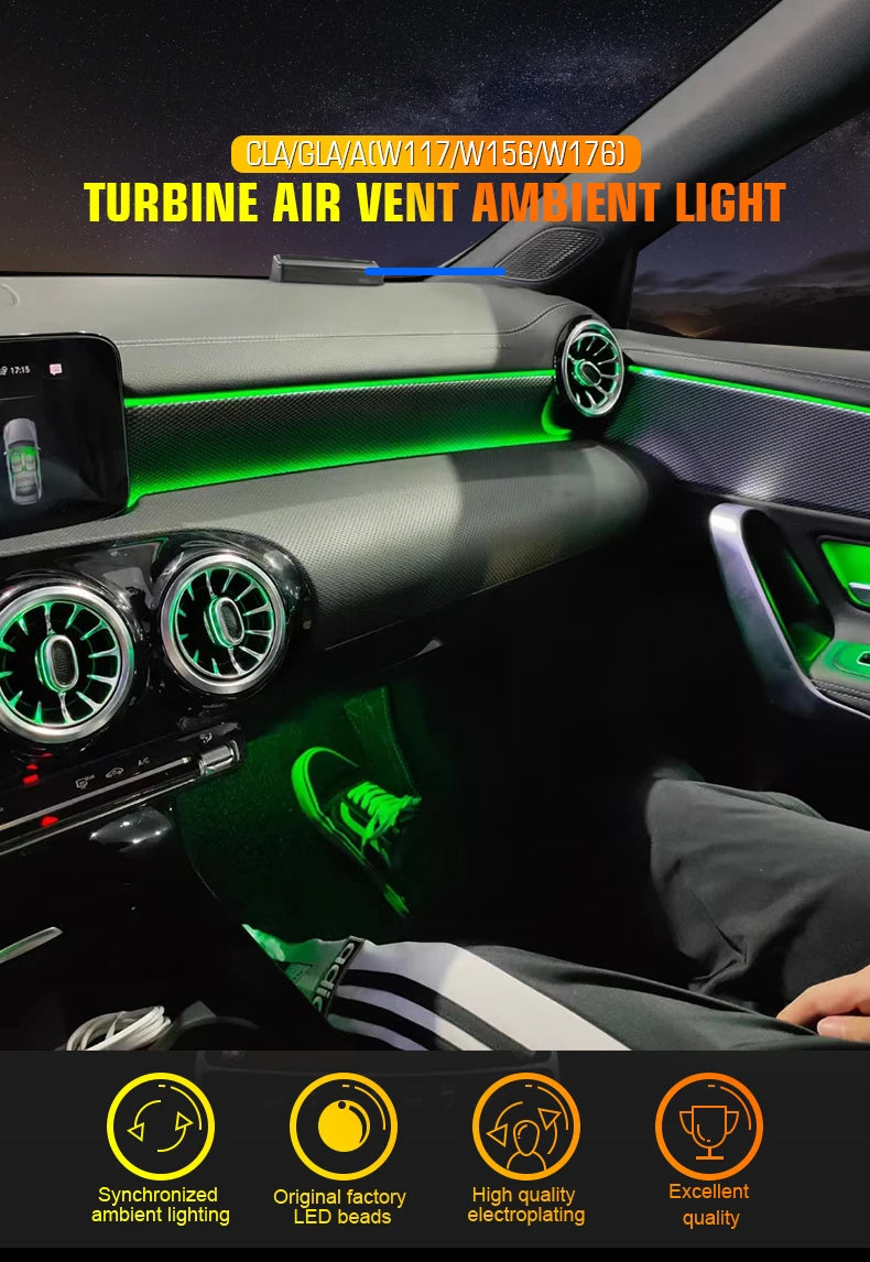 Mercedes Ambient Air Vent LED 64 Colors
