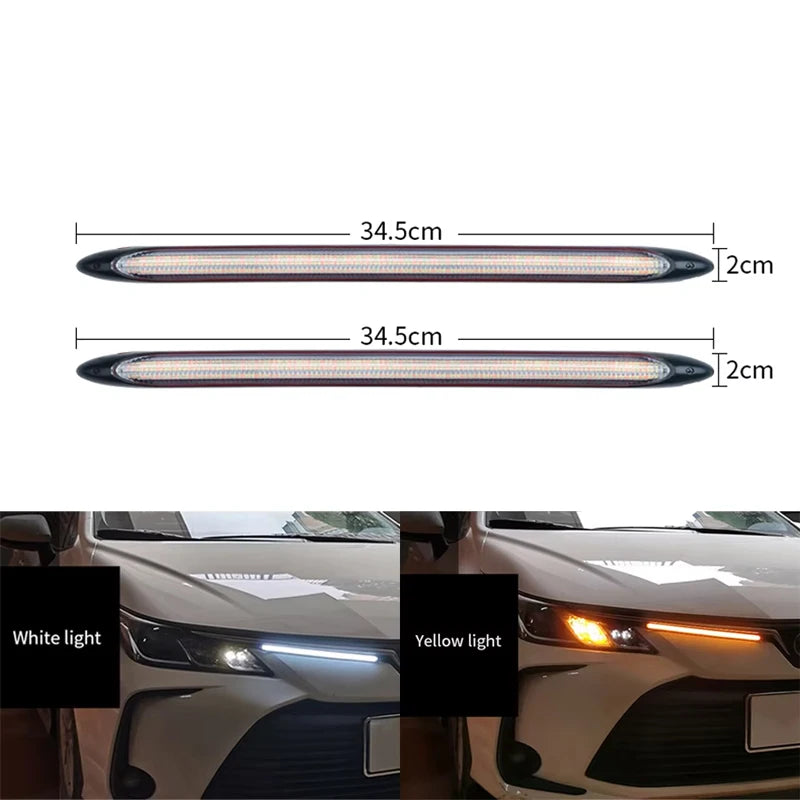شريط LED DRL بجهد 12 فولت بإشارة انعطاف متدفقة (قطعتان)