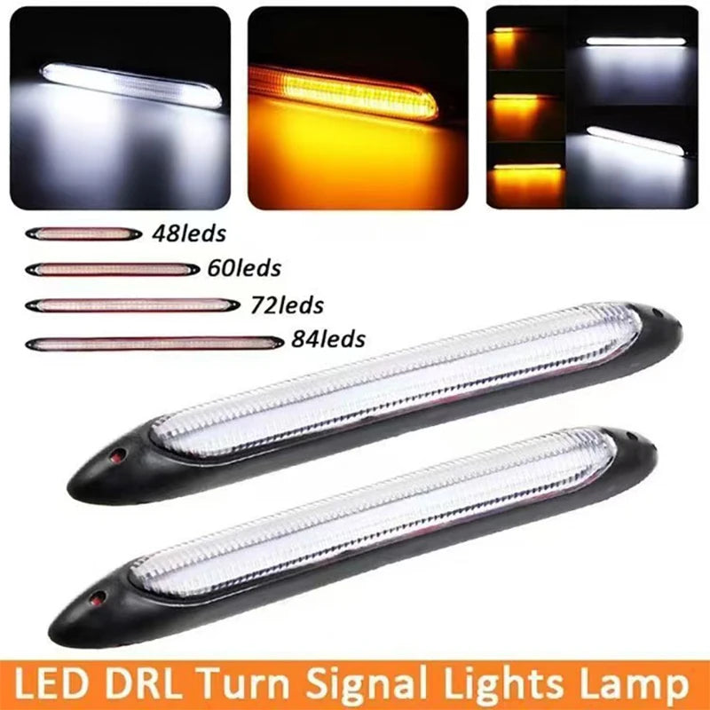شريط LED DRL بجهد 12 فولت بإشارة انعطاف متدفقة (قطعتان)