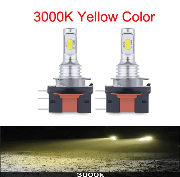 H15/H11B مصباح أمامي LED 30000 لومن (قطعتان)