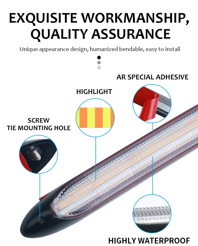 شريط LED DRL بجهد 12 فولت بإشارة انعطاف متدفقة (قطعتان)
