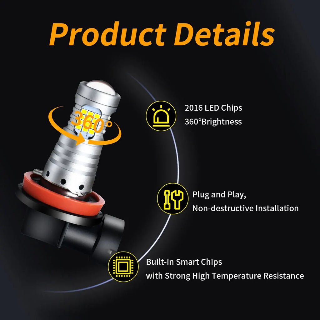 H11 عدسة ضوء الضباب LED 6000K