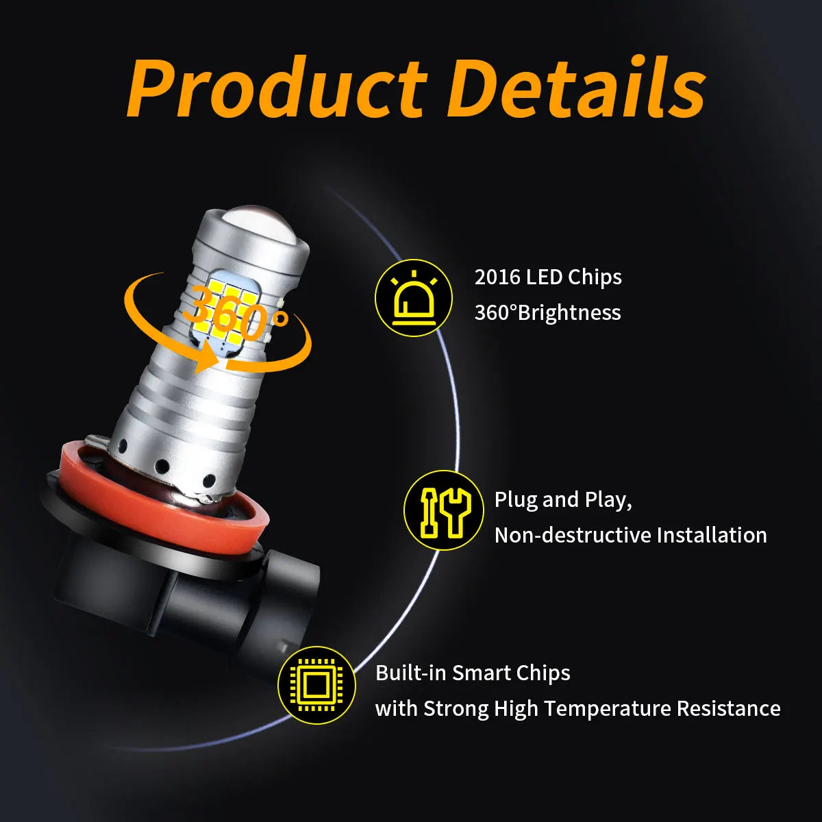 H11 عدسة ضوء الضباب LED 6000K