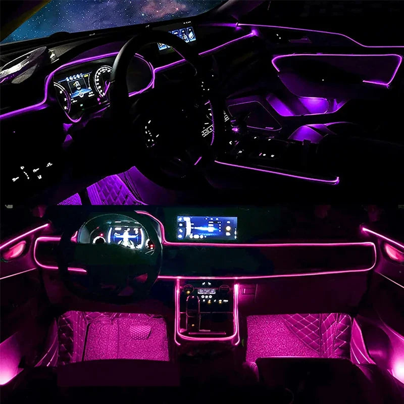 تطبيق إضاءة محيطية داخلية للسيارة سلك EL RGB