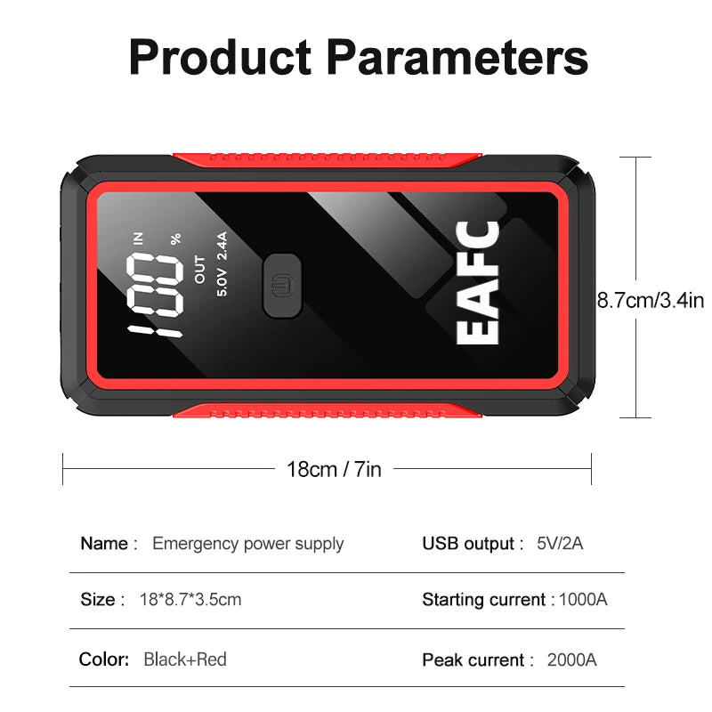 Portable 2000A Jump Starter 12V