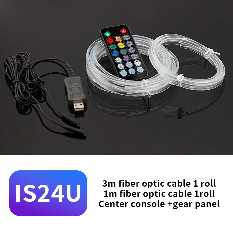 سلك إضاءة LED USB RGB EL للسيارة 3M