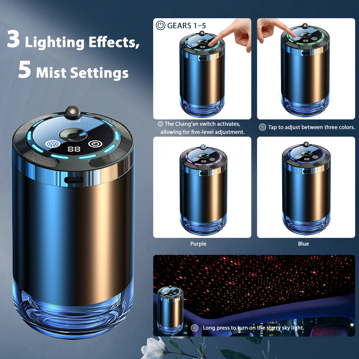 5 Mode Car Air Freshener Humidifier