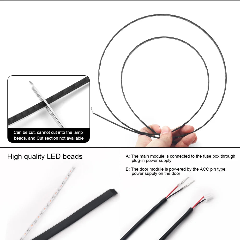إضاءة محيطية للسيارة 18 في 1 RGB 64 لونًا