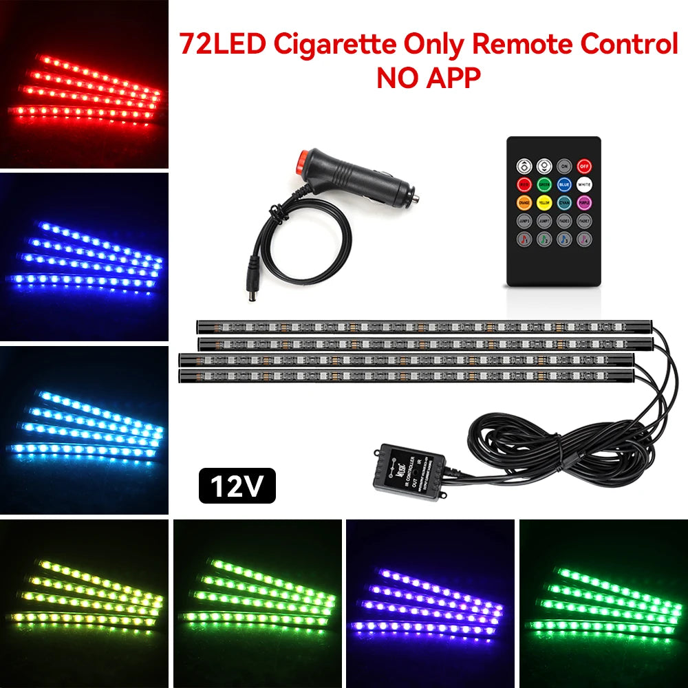 إضاءة LED نيون محيطية للسيارة 4 في 1 بمنفذ USB