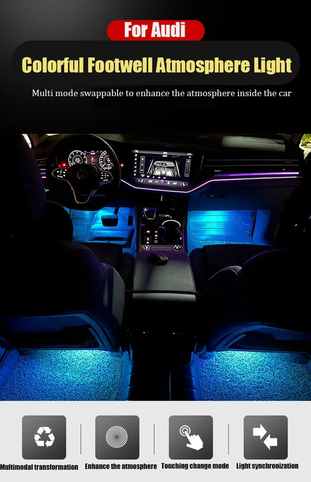 طقم إضاءة محيطية LED للأقدام من أودي